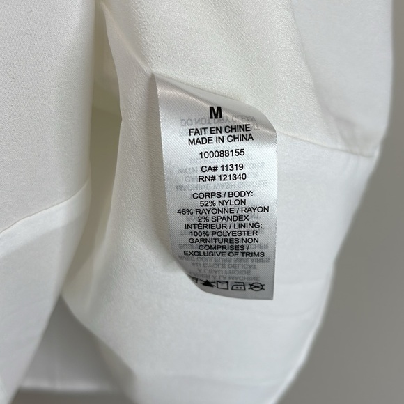 Dynamite NWT Cutout Flare Mini Dress Ivory Smocked Slub Sweetheart Neckline M - Picture 6 of 12